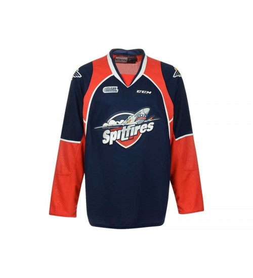 Custom OHL Windsor Spitfires 2013 Pres Hockey Jersey Away Blue